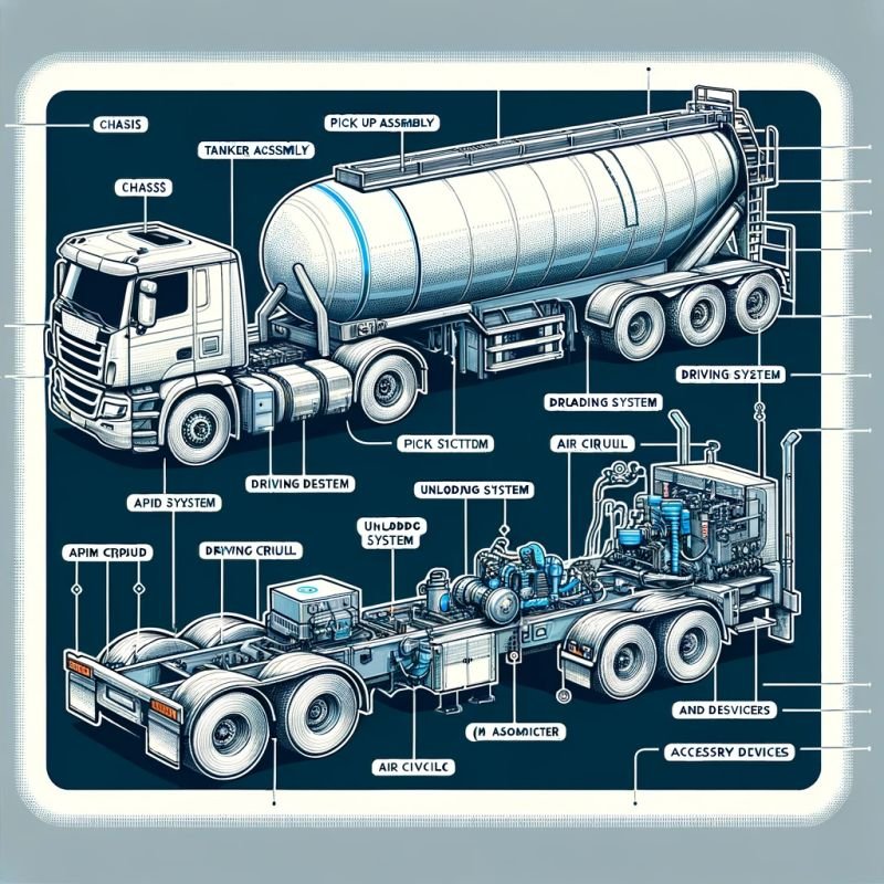 Detailed cement tanker trailer structure diagram