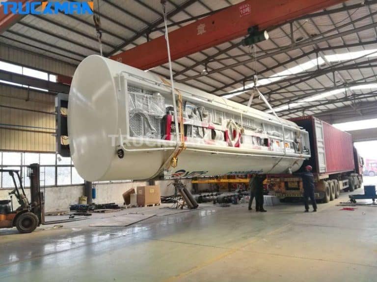 Tanker trailer under maintenance to install anti-theft devices