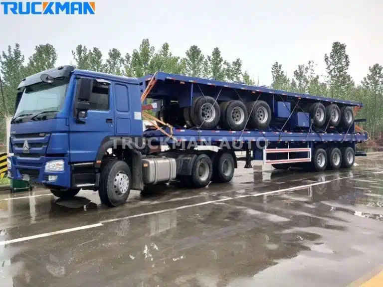 Heavy-duty trucks transporting stacked blue container semi-trailers, reflecting advanced logistics solutions