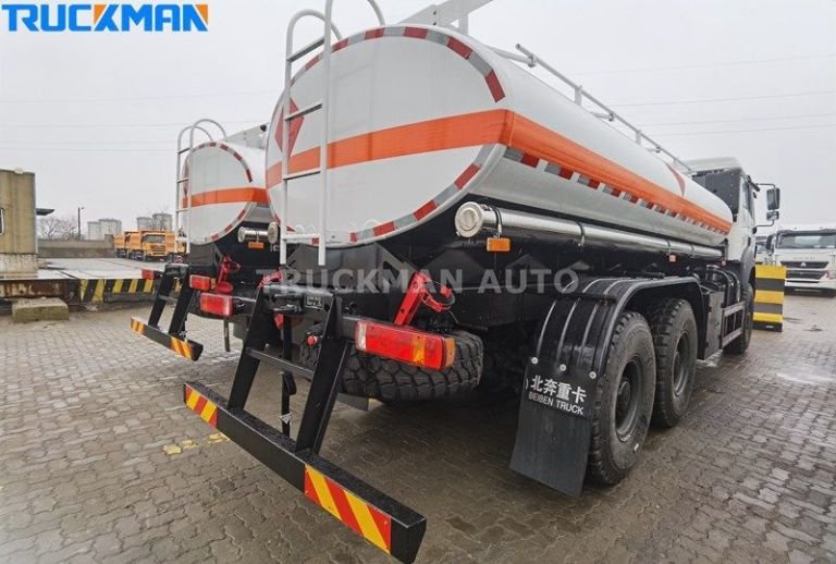 Close-up of BEIBEN 20000 Liters Oil Tanker Truck's rear tank and chassis - Truckman Automobile