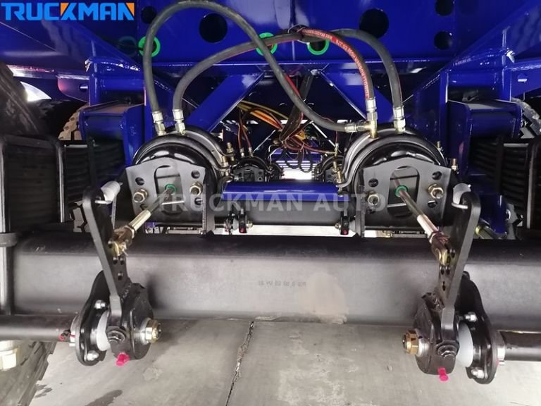 Close-up of the braking system and suspension of a Truckman trailer
