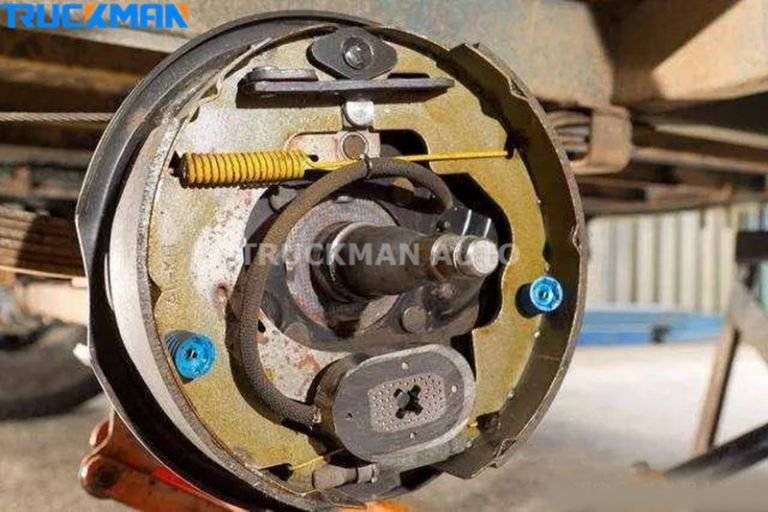 Detailed view of the internal components of a Truckman trailer brake drum
