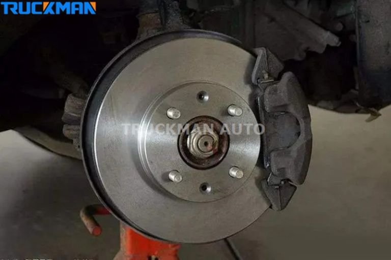Close-up of a Truckman trailer disc brake system