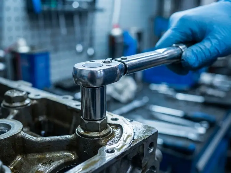 Tighten the engine cylinder bolts using a torque wrench.