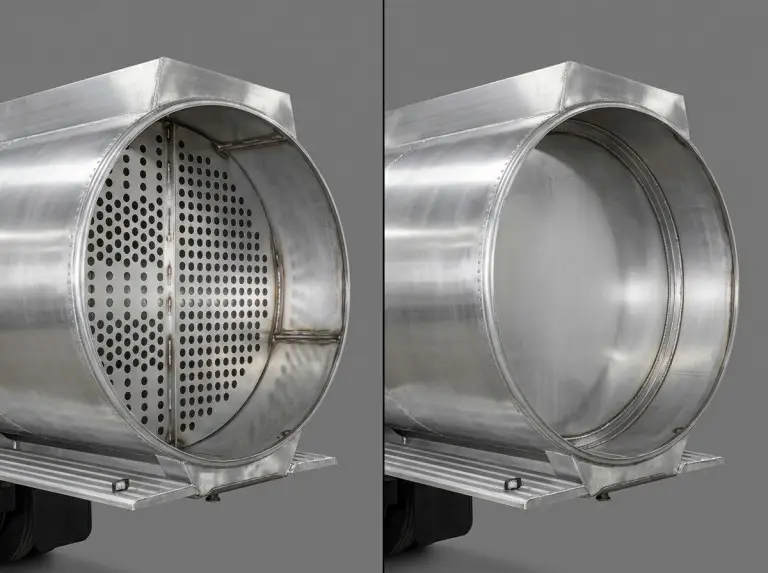 Perforated baffle plate with flow apertures alongside a solid sealed bulkhead partition inside a fuel tanker trailer